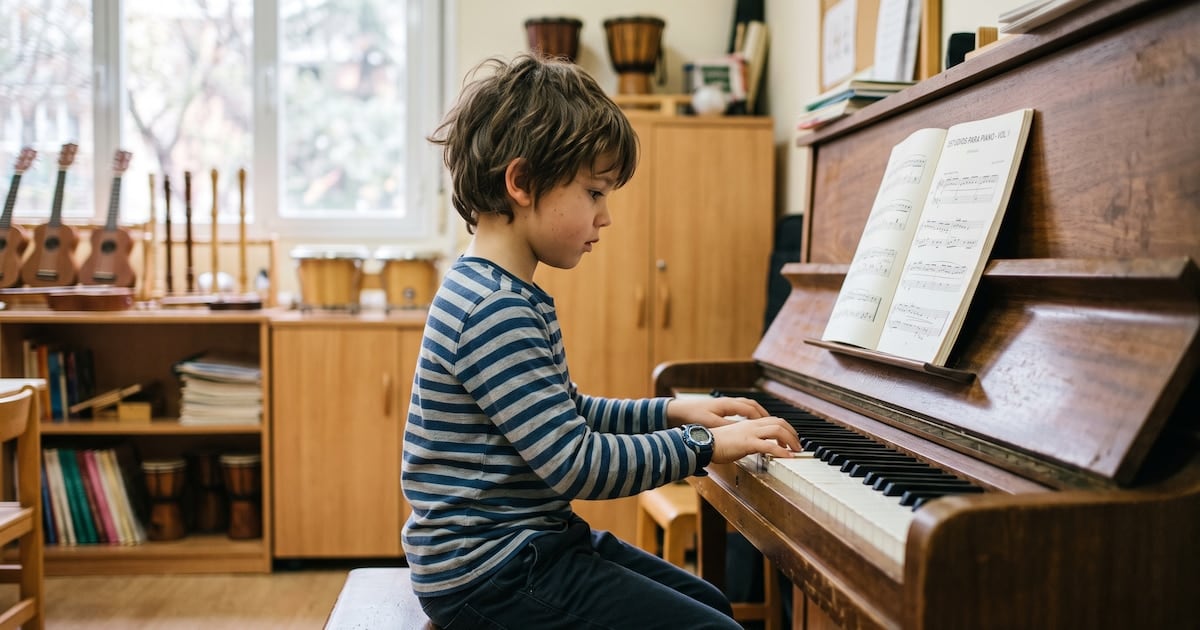 Una nota, un lápiz y un piano: lo que el cerebro de los chicos que tocan un instrumento empieza a mostrar