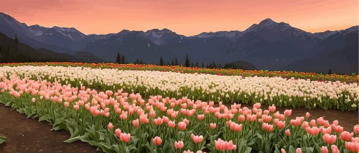Trevelin despliega su alfombra floral: la temporada de tulipanes llega con nuevos matices y paseos bajo la luna